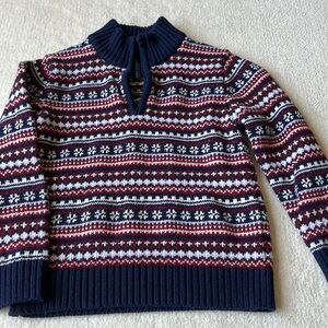 Janie and Jack 4T fair isle cotton sweater. With quarter zip neck.